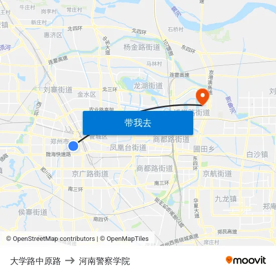 大学路中原路 to 河南警察学院 map