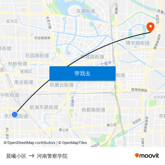 晨曦小区 to 河南警察学院 map