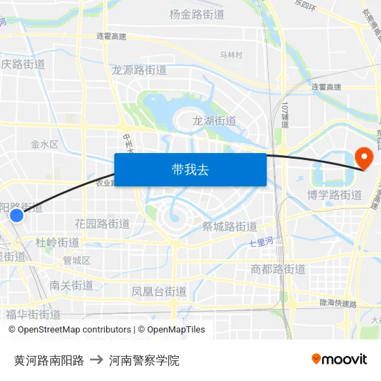 黄河路南阳路 to 河南警察学院 map