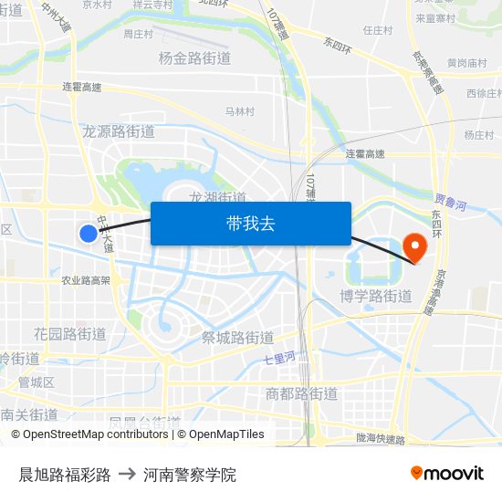 晨旭路福彩路 to 河南警察学院 map