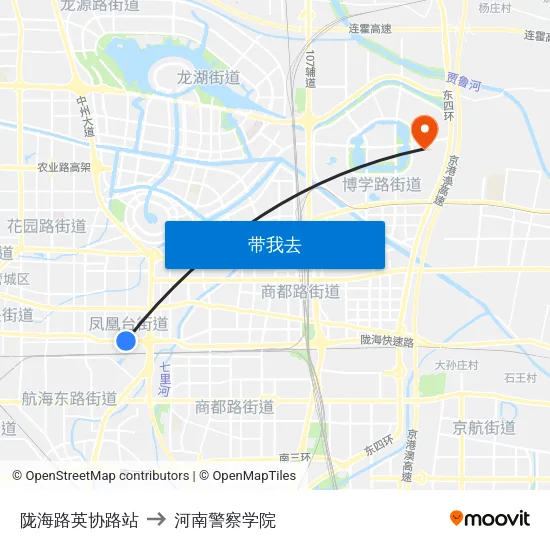 陇海路英协路站 to 河南警察学院 map