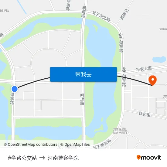 博学路公交站 to 河南警察学院 map
