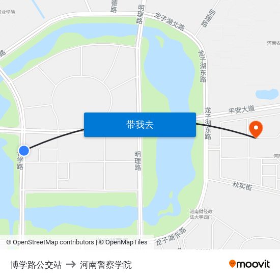 博学路公交站 to 河南警察学院 map