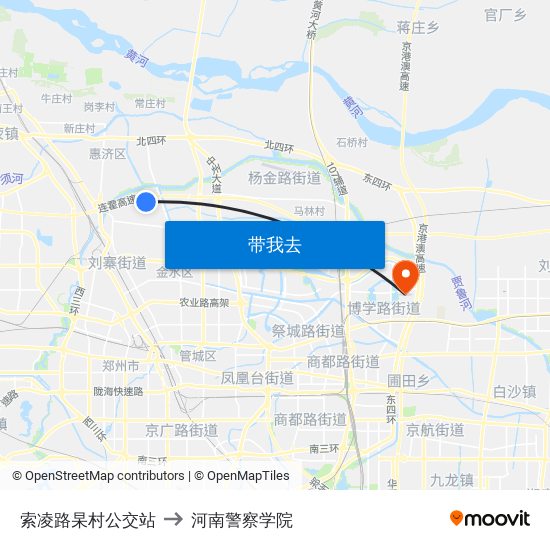 索凌路杲村公交站 to 河南警察学院 map
