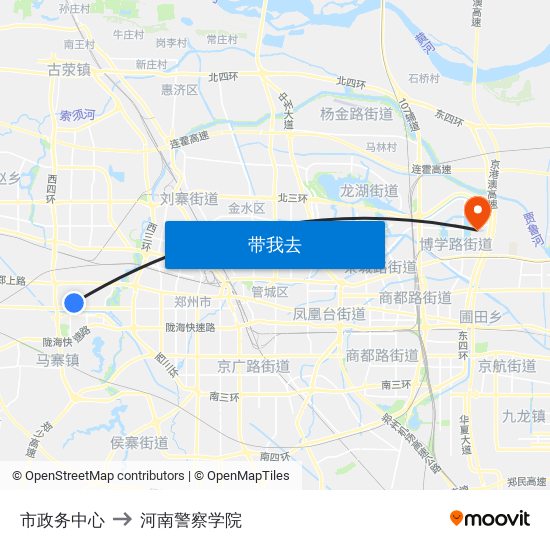 市政务中心 to 河南警察学院 map