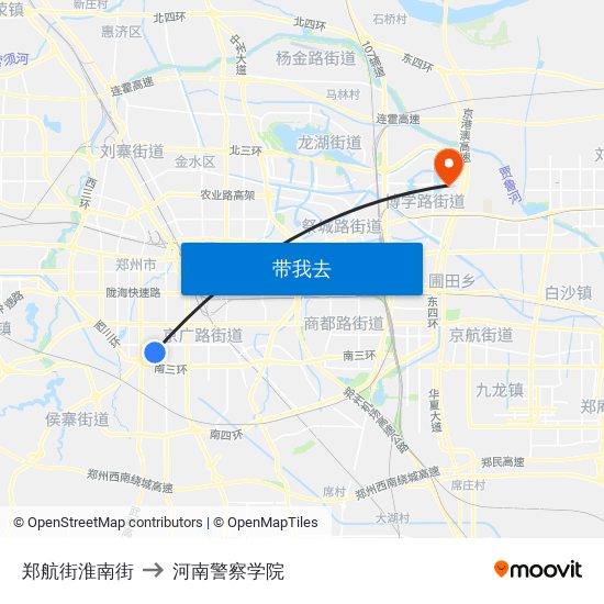 郑航街淮南街 to 河南警察学院 map