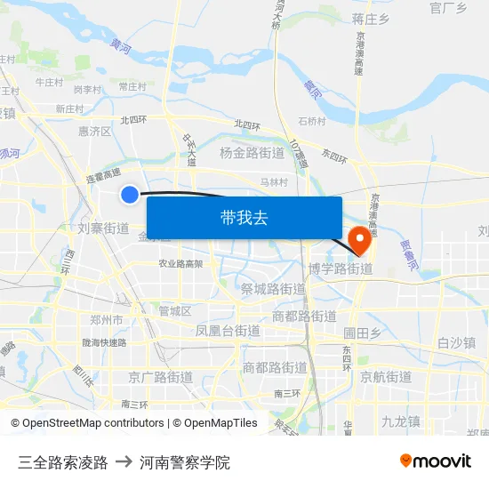 三全路索凌路 to 河南警察学院 map