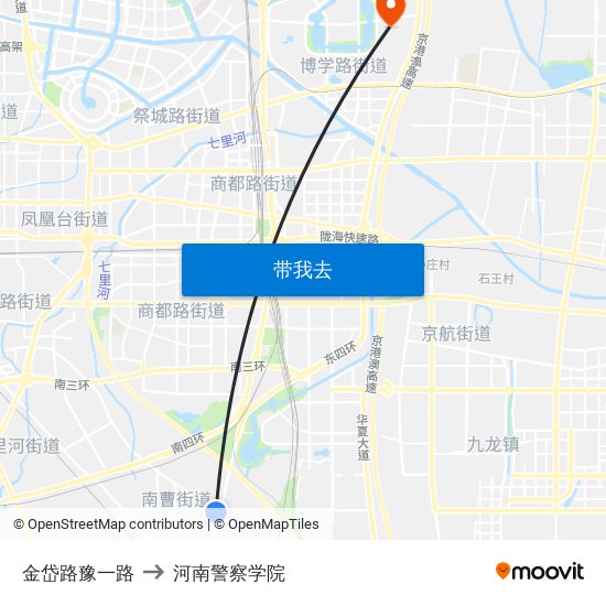 金岱路豫一路 to 河南警察学院 map