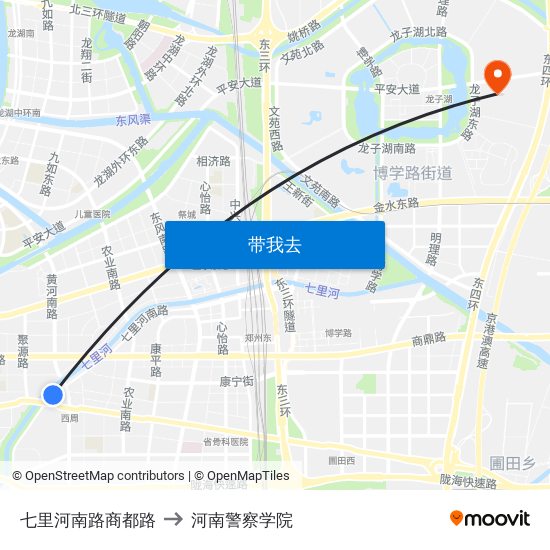 七里河南路商都路 to 河南警察学院 map