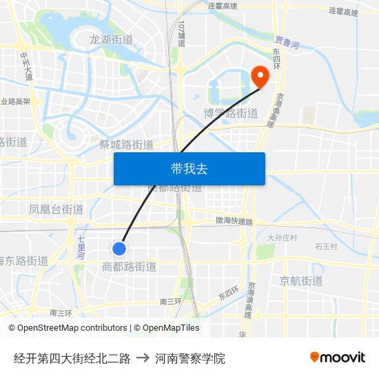 经开第四大街经北二路 to 河南警察学院 map