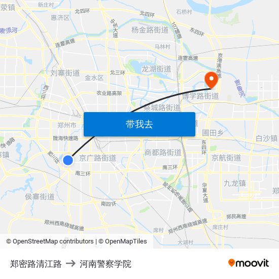 郑密路清江路 to 河南警察学院 map