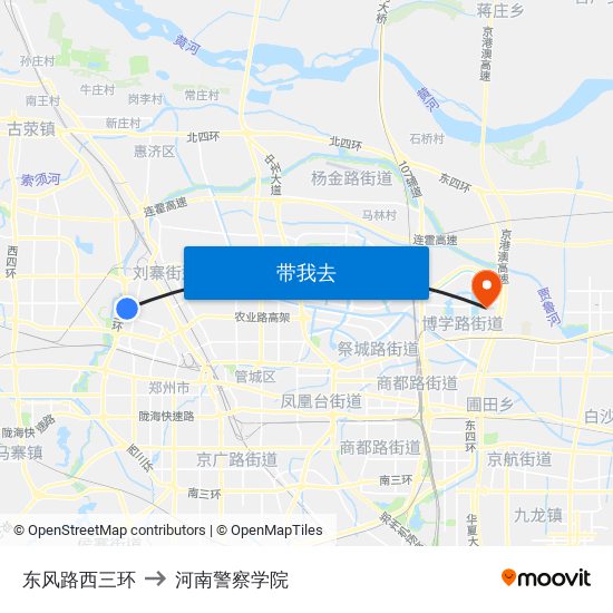 东风路西三环 to 河南警察学院 map