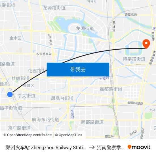 郑州火车站 Zhengzhou Railway Station to 河南警察学院 map