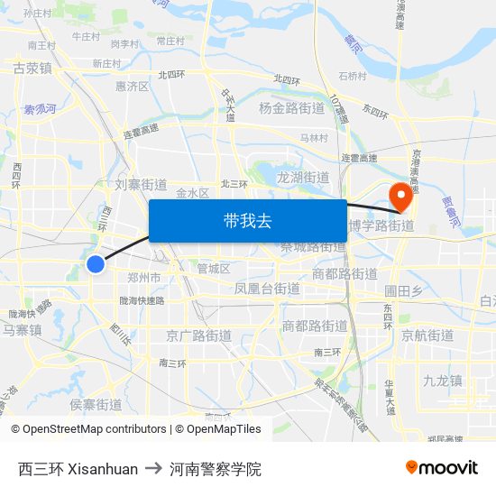 西三环 Xisanhuan to 河南警察学院 map