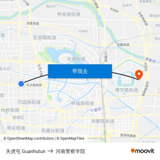 关虎屯 Guanhutun to 河南警察学院 map