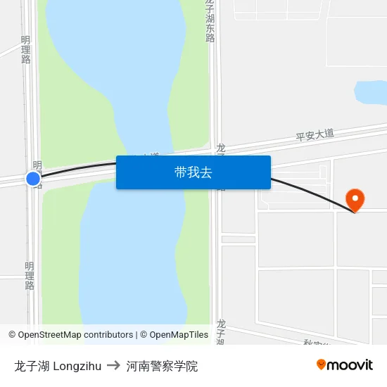 龙子湖 Longzihu to 河南警察学院 map