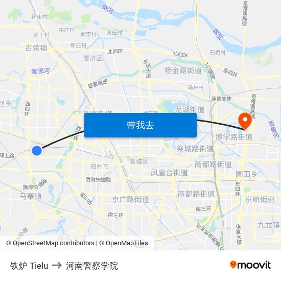 铁炉 Tielu to 河南警察学院 map