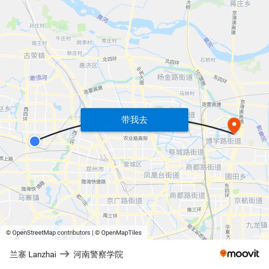 兰寨 Lanzhai to 河南警察学院 map