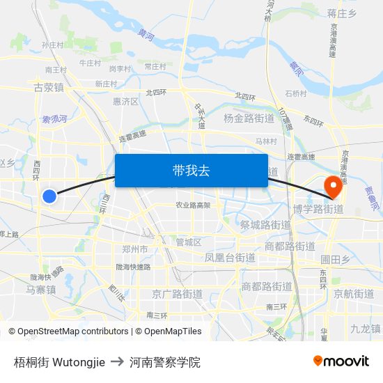 梧桐街 Wutongjie to 河南警察学院 map