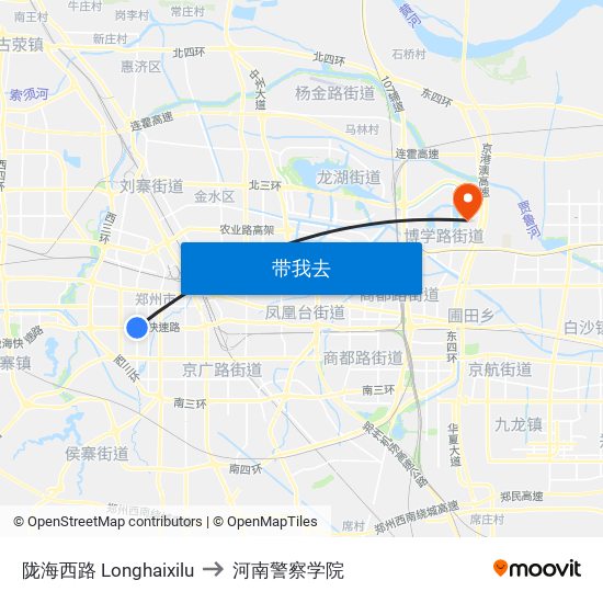 陇海西路 Longhaixilu to 河南警察学院 map
