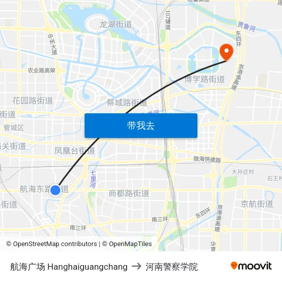 航海广场 Hanghaiguangchang to 河南警察学院 map