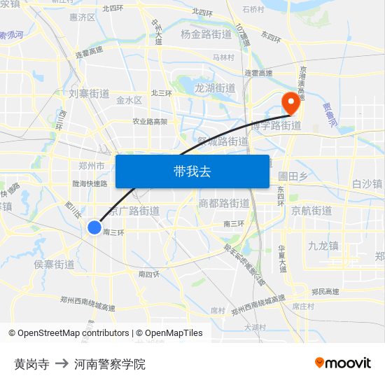 黄岗寺 to 河南警察学院 map