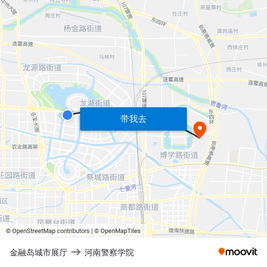 金融岛城市展厅 to 河南警察学院 map