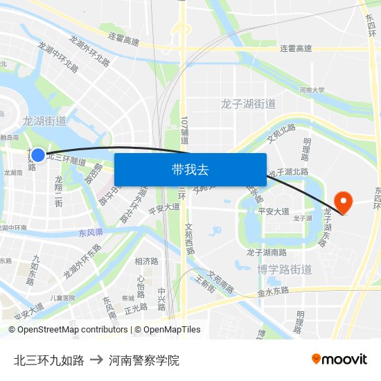 北三环九如路 to 河南警察学院 map