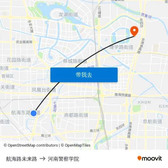 航海路未来路 to 河南警察学院 map