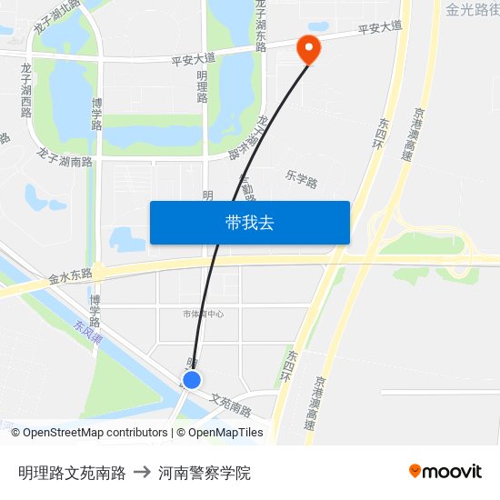 明理路文苑南路 to 河南警察学院 map