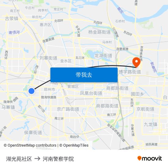 湖光苑社区 to 河南警察学院 map