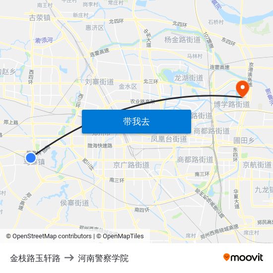 金枝路玉轩路 to 河南警察学院 map