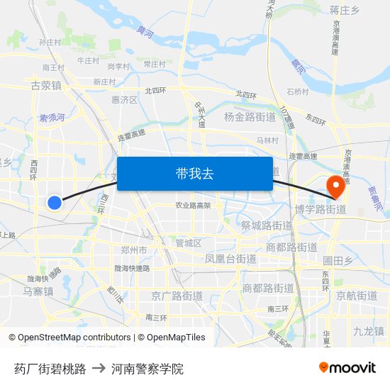 药厂街碧桃路 to 河南警察学院 map