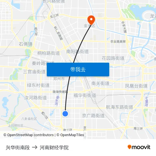 兴华街南段 to 河南财经学院 map