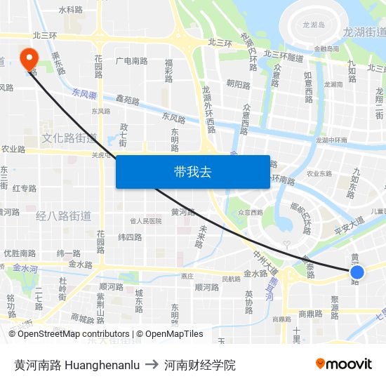 黄河南路 Huanghenanlu to 河南财经学院 map