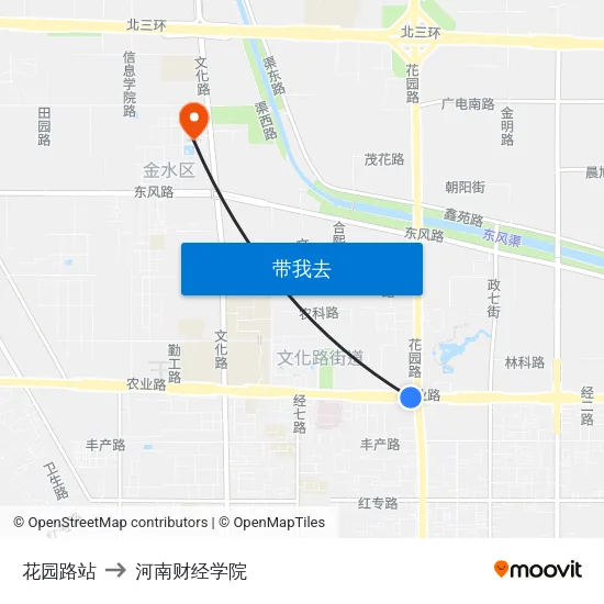 花园路站 to 河南财经学院 map