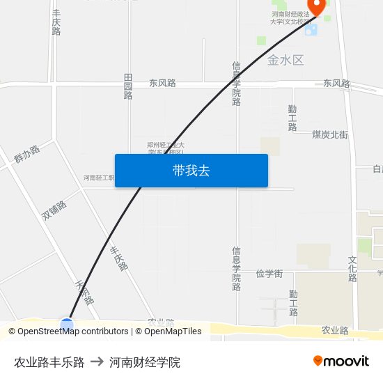 农业路丰乐路 to 河南财经学院 map