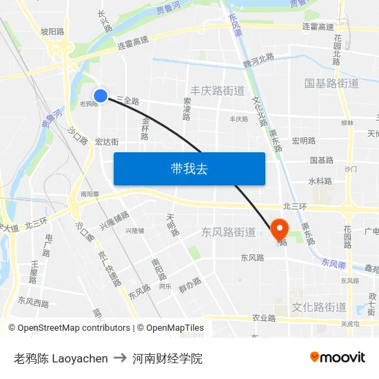 老鸦陈 Laoyachen to 河南财经学院 map