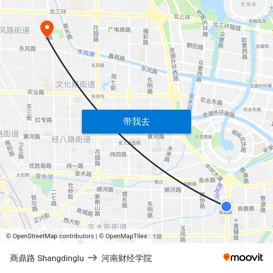 商鼎路 Shangdinglu to 河南财经学院 map