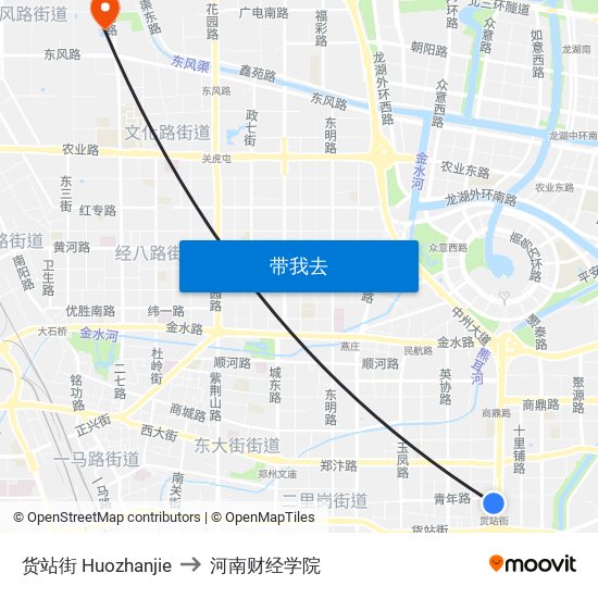 货站街 Huozhanjie to 河南财经学院 map