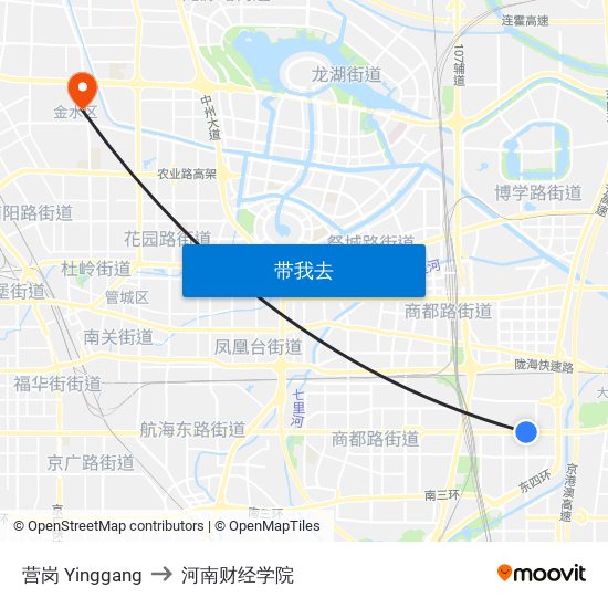 营岗 Yinggang to 河南财经学院 map