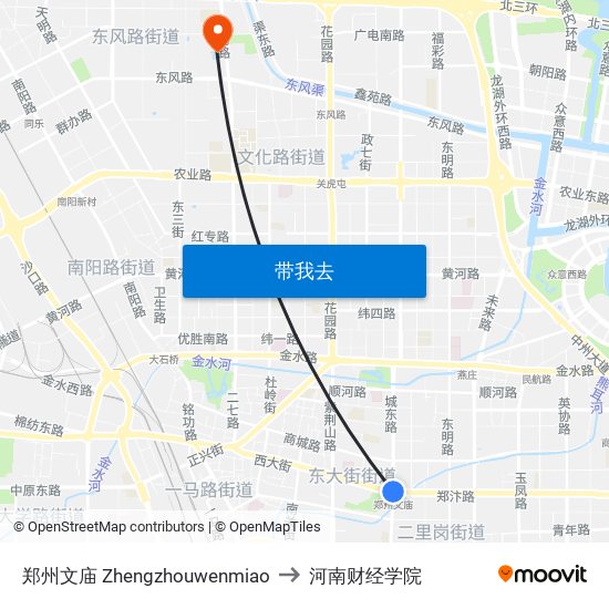 郑州文庙 Zhengzhouwenmiao to 河南财经学院 map