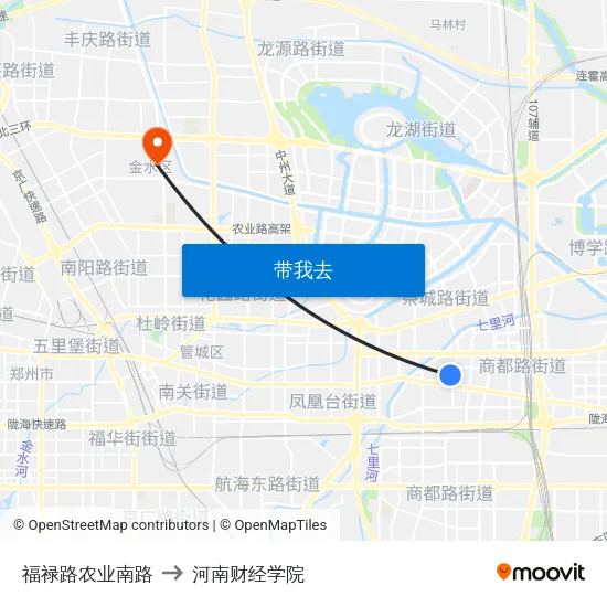 福禄路农业南路 to 河南财经学院 map
