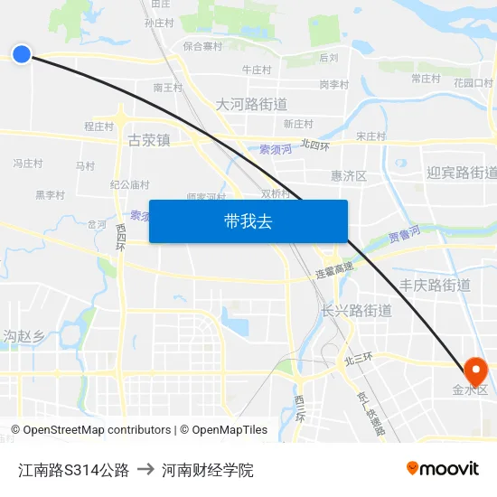 江南路S314公路 to 河南财经学院 map