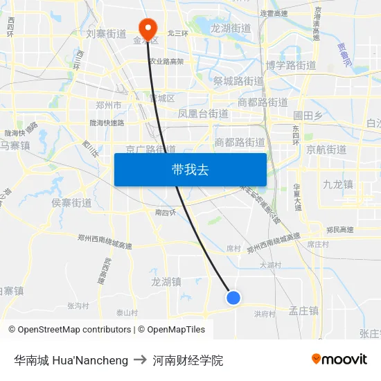 华南城 Hua'Nancheng to 河南财经学院 map