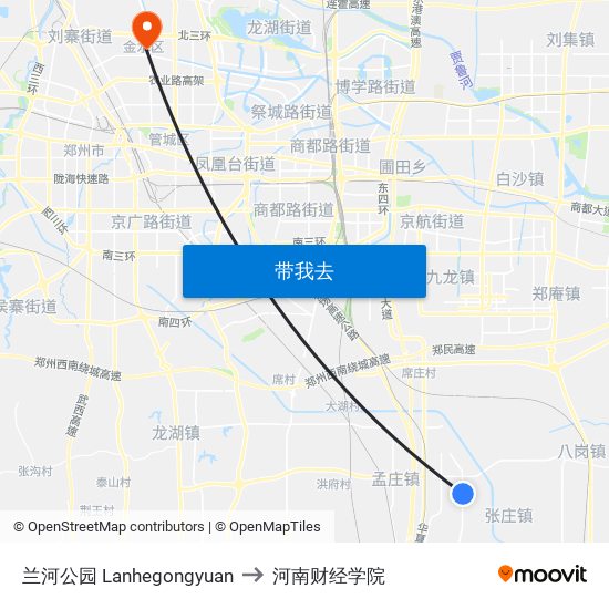 兰河公园 Lanhegongyuan to 河南财经学院 map