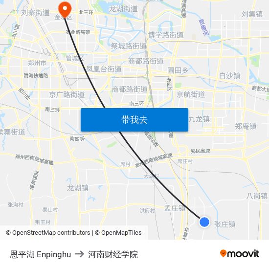 恩平湖 Enpinghu to 河南财经学院 map