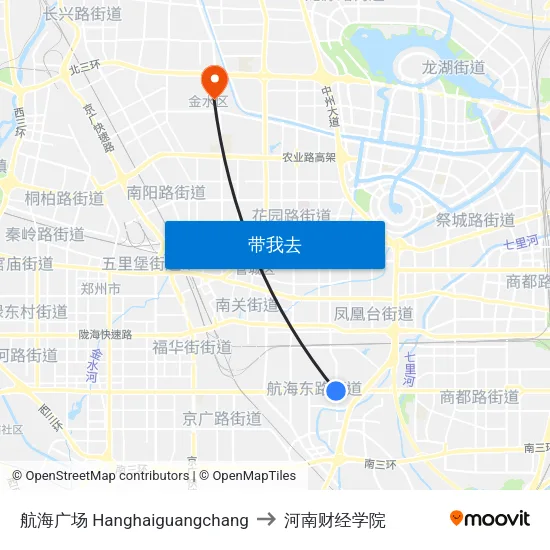 航海广场 Hanghaiguangchang to 河南财经学院 map
