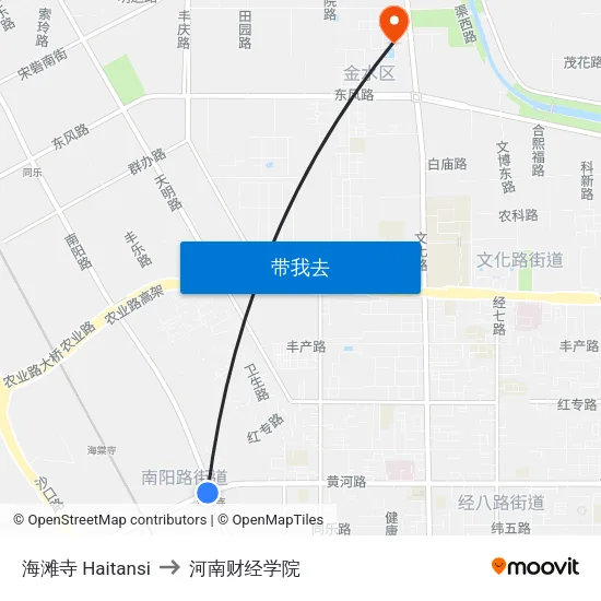 海滩寺 Haitansi to 河南财经学院 map
