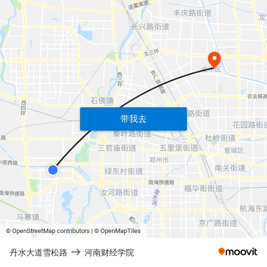 丹水大道雪松路 to 河南财经学院 map